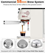 Tuni E2 58mm Espresso Machine 20Bar, Dual Boiler Espresso Maker with 10mm Steam Milk Frother, Semi-automatic Coffee Machine with UKLA Pump for Espresso,Cappuccino, Gift for Coffee Lover