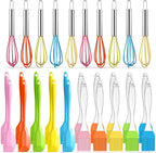 Baderke 30 Pcs Mini Spatulas Set with Silicone Basting Pastry Brushes Mini Whisk Heat Resistant Brush Kitchen Whisks Rubber Spatulas for Party Favor Gift Supplies Cooking Baking Mixing