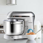 Aucma Stand Mixer,6.5-QT 660W 6-Speed Tilt-Head Food Mixer, Kitchen Electric Mixer with Dough Hook, Wire Whip & Beater (6.5QT, Silver)