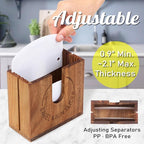 Large Adjustable Bagel Slicer Holder | Acacia Wood Bagel Cutting Holder with Width-Adjustable Slots for Small & Large Bagels, Buns & English Muffins, Knife Groove & Non-Slip Base