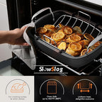 Roasting Pan, 17 Inch x 13 Inch Roaster with Removable Rack, Nonstick Roaster Pan for Roasting Turkey, Meat & Vegetables (Silver)