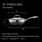 HexClad Hybrid Nonstick 10-Inch Wok, Stay-Cool Handle, Dishwasher-Friendly, Oven-Safe Up to 900°F, Induction Ready, Compatible with All Cooktops