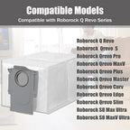 8 Pack Dust Bags Compatible With Roborock Q Revo Qrevo S Qrevo MaxV Qrevo Pro Qrevo Curv Qrevo Edge Qrevo Slim Qrevo Master S8 MaxV Ultra S8 Max Ultra Robot Vacuum Bags Disposable Bag Accessory