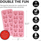 Disney Minnie Mouse Silicone Ice Cube Tray – 2 Pack Ice Trays for Freezer with Fun Minnie Mouse Ice Molds – Flexible BPA-Free Silicone Molds for Ice, Chocolate, and More (Minnie (Pink))