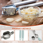 uxcell 2pcs Garlic Press, 7.7 Inch Stainless Steel Garlic Crusher and Peeler for Home Cooks and Professional Chefs, Pink