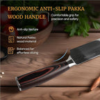 Chef Knife 8 Inch High Carbon Japanese Steel Ultra Sharp with Ergonomic Pakka Wood Stylish Handle, Durable 5CR15 Grade Blade Razor Edge, Gift Box for Family and Friends