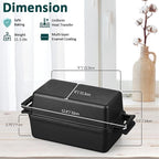 Leonyo 9 x 6 inch Cast Iron Loaf Pan with Lid, 2-in-1 Sourdough Baking Pan, Pre-seasoned Loaf Dutch Oven for Homemade Bread, Pound Cake, Lasagna, Up to 500℉ & Black