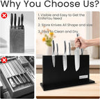 DAWNTREES Large Black Magnetic Knife Holder, 16 Inch Magnetic Knife Block Kitchen Counter Universal Knife Display Rack Multifunctional Storage
