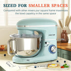 CHeflee Stand Mixer,660W 6+P With 6.5QT Stainless Steel Bowl,Dough Hook, Wire Whip & Beater,for Most Home Cooks,Blue