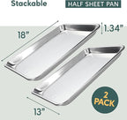 Ultra Cuisine Baking Sheet Pan Set of 2- Professional Bakeware for Roasting, Cooking & More - Food Safe, Warp Resistant, Bake Trays for Oven - Rimmed Half Cookie Sheets for Baking (Aluminum 18 x13")
