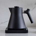 Fellow Corvo EKG Electric Tea Kettle - Electric Pour Over Coffee and Tea Pot - Quick Heating Electric Kettles for Boiling Water - Temperature Control and Built-In Brew Timer-Matte Black-0.9 Liter