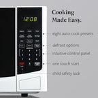 Farberware 0.9 Cu. Ft. Countertop Microwave Oven – 900W Power, Auto Cook Settings, Defrost, and Safety Lock – White
