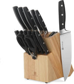 Kitchen Knife Set, Professional 13 Piece Knife Set with Block and Sharpener, Sharp Chef Knife Set, Ideal for Home and Restaurants, Elegant Black