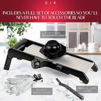 Gramercy Adjustable Mandoline Slicer for Kitchen, Potato Cutter, Vegetable Chopper, Mandolin, Cucumber Slicer- INCLUDING one Pair Cut-Resistant Gloves and Waffle Fry Cutter