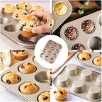 Muffin Pan, Cupcake Pan, Set of 2, 12-Cup Muffin Tin, Non-Stick Bakeware, Easy to Release and Clean, Baking Molds, Muffin Tray, Molds for Homemade Cupcakes & Muffins (Gold)