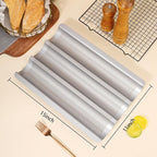 Hesanzol Baguette Pans for Baking 15" x 11", Carbon Steel 3 Loaf Nonstick Baguette Baking Tray for French & Italian Perforated French Bread Pan (2pack - Silver)