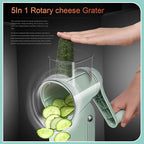 Sakesfor 5 In 1 Food Chopper,2025 New Sakesfor 5 In 1 Rotary Cheese Grater Vegetable Slicer,5 in 1 Hand Crank Food Chopper,Easy To Clean Kitchen Gadgets(Green)