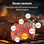 Sub-1g WiFi Wireless Meat Thermometer Unlimited Range with Digital Smart Base 7 NIST Certified Sensors with Ambient Temp Monitor for BBQ, Grill,Oven, Smoker(1, Black, Small)
