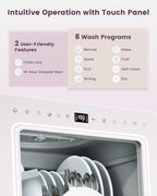 HAVA Countertop Dishwasher with Water Softener and Enhanced Energy Efficiency, Portable Dishwasher with 8 Wash Programs, Child Lock & Delayed Start Function, No Installation Needed - Misty Lilac