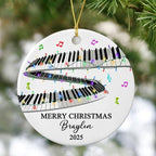 Personalized Text Year Name Keyboardist Ceramic Xmas Ornament, Unique Keyboard Musical Christmas Ornaments Gift for Women Men Friends Keyboards Player, Customized Keyboard Musical Instrument Ornament