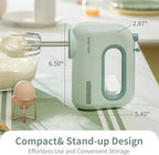 300W Compact Lightweight Electric Hand Mixer, with Powerful Quiet DC Motor for Baking, Cake, Brownies, Cookie Dough, Ideal for Home Kitchen (Green)