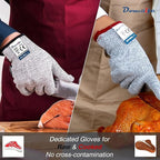 Dowellife Cut Resistant Gloves Food Grade Level 5 Protection, Safety Kitchen Cuts Gloves for Oyster Shucking, Fish Fillet Processing, Mandolin Slicing, Meat Cutting and Wood Carving. (Small-2 Pairs)
