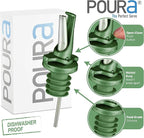 AIRTIGHT Olive Oil Pour Spout for Olive Oil Dispenser - UK Patented Oil Pourer - Hygienic One Handed Open Close Mechanism Keeps Oil Fresh. Dust Caps Cover | Screens Alternative - Green 2 PCs
