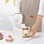 4pcs 6 Inch Cake Boxes with Sticks and Boards for Cookies, Small Cakes, Mini Desserts, Bento, and Bakery, Cupcake Box for Birthday, Party, Wedding, Mother's Day, Christmas（6x6x5 inch）