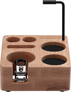 Normcore Compact Tamping Station, Tamper WDT Holder Portafilters Stand, Espresso Accessory Tool Organizer For 51mm 54mm Machine, Adjustable Height, Solid American Ashwood
