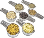 Set of 7 Heavy Duty Measuring Cups, 18/8 Stainless Steel with Ring Connector, Silver