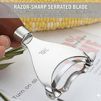 Stainless Steel Corn Kernel Remover – 1-Second Cob Peeler with Hardwood Handle, Dishwasher-Safe Stripper Tool for Salad/Salsa/Popcorn, Farmhouse Kitchen Gift for Mom