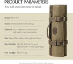 HEZHEN Chef Knife Roll Bag 16oz Oil Waxed Canvas, Heavy Duty Portable Backpack Knife Case Storage, 12 Slots & 2 Zipper Pockets, Detachable Adjustable Leather Shoulder Strap Belt（Not Included Knives）