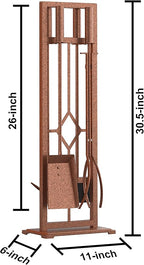 Fire Beauty 5 Pieces Fireplace Tools Set Wrought Iron Fire Place Pit Poker Holder(Antique Bronze)