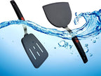 Silicone Spatula Set of 2 for Nonstick Cookware,Tenta Tenta Kitchen Slotted Angle Round Pancake Spatulas 600°F Heat Resistant Classic Rubber Spatula Set For Cooking-Grey/Black