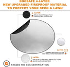 DocSafe 38 x 38 inches Round Fire Pit Mat, Upgraded 4-Layer Under Grill Mat Protector for Decks,Patios,BBQ, Heat Insulated Indoor Fireplace Pad, Oil-Proof and Reusable and Waterproof,Black and Silver