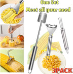 Corn Peeler 3PCS Stainless Steel Corn Peeler,Stripper Tool and Corn Holder Set 2025 Corn Planer Cutter Thresher Scraper,Peel Corn Cob Separator Quick