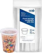 EDI [32 OZ, 40 Sets] Plastic Deli Food Storage Containers with Airtight Lids | Microwave-, Freezer-, Dishwasher-Safe | BPA Free | Heavy-Duty | Meal Prep | Leakproof | Recyclable