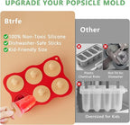 Silicone Popsicle Molds for Toddlers, 6-Cavity x 2oz Food-Grade Ice Pop Mold, Reusable DIY Fresh Fruitsicle Frozen Treats Maker (RED)