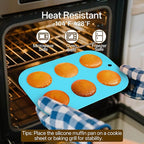 2 Pack Silicone Muffin Pan for Baking, Regular Size Nonstick Cupcake Pan, 6-Cup Silicone Muffin Tin BPA Free Dishwasher Safe, Great for Muffin Cupcake Brownie Egg Tart