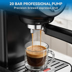 Espresso Machine, 20 BAR Pump Temperature Control, Compact Espresso Maker with Steam Milk Frother, Professional Coffee Makers for Home, Cappuccino, Latte, Gifts for Coffee Lover, Black