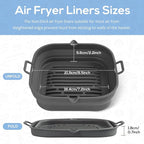 [2 Pack] Silicone Air Fryer Liners Square - Reusable Airfryer Basket - Easy to Clean Air Fryers Pot for 5.8 to 8 Qt Large Air Fryer Baking Tray Oven Accessories, 8.5 Inch