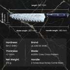 AUS-10 Damascus Chef Knife – 8 Inch Japanese Kitchen Knife, 67-Layer Steel, Ultra-Sharp Blade, Ergonomic Blue Resin Handle, Gift Box Included