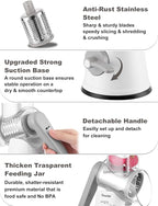 Geedel Rotary Cheese Grater Cheese Shredder with 5 Interchangeable Blades - Upgraded Rotary Grater Featuring Strong Suction Base for Cheese Shredding, Wavy Slicing, Nut Grinding, and Ice Shaving