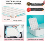 Silicone Mini Muffin Pan With Metal Reinforced Frame - 24 Cups Durable Silicone Cupcake Pan for Muffin, Cupcakes, BPA Free and Dishwasher Safe - 2 Piece Blue