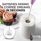 Zulay Kitchen Handheld Milk Frother with Duracell AA Batteries – Ultra Fast Electric Mixer & Foam Maker, Easy-Clean Drink Mixer for Coffee & More - Teal Pink Fade