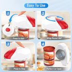 HuiJuKeJi Electric Can Opener, One-Touch Automatic Can Opener for Seniors with Arthritis, Rechargeable Hands-Free Can Opener for Almost Can Sizes, Smooth Edge & Food-Safe Kitchen Gadgets-Red