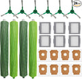 24 Pcs Replacement Parts for iRobot Plus 504 Vac, for iRobot Max 705 Vac Robot Vacuum Accessories Kit, 2 Set Rubber Brush, 6 Side Brush, 6 HEPA Filters, 8 Dust Bags