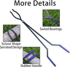 40” Heavy Duty Fire Tongs Firewood Grabber with Scissor Shape Serrated, Large Fire Pit Tool Outdoor/Indoor Bonfire Campfire Fireplace Tongs, A Pair of Gloves