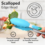 Zulay Stainless Steel Kitchen Tongs with Silicone Tips - Set of 2 (9” & 12”) Locking Cooking Tongs with Non-Slip Grip - Heat Resistant, BBQ Food Tongs for Non-Stick Cooking Pans (Silver/Light Blue)