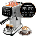 Espresso Machines 20 Bar with LED Touchscreen, Adjustable Temperature(185~203°F) Timing(25~60s), Compact Stainless Steel Coffee Maker with Milk Frother Steam Wand for Home Cappuccino & Latte Maker